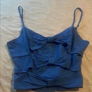 Sienna Sky Blue Bow Accent Crop Top